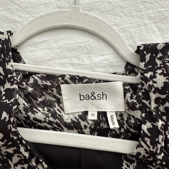 ba&sh Ezra Long Sleeve Dress in Black & White - Picture 5 of 6